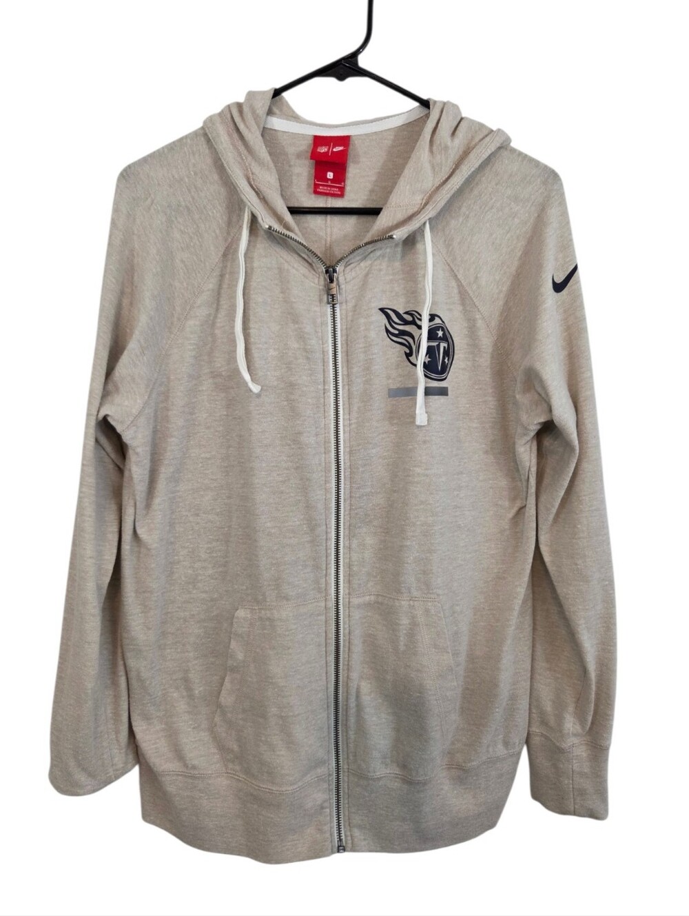 Nike Tennessee Titan Logo Long Sleeve Full Zip Tan Hoodie Jacket Size L Pockets